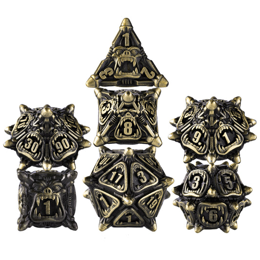 DND rpg dice Warcraft Series Polyhedral Dice Set (7 pieces)(Ancient bronze)