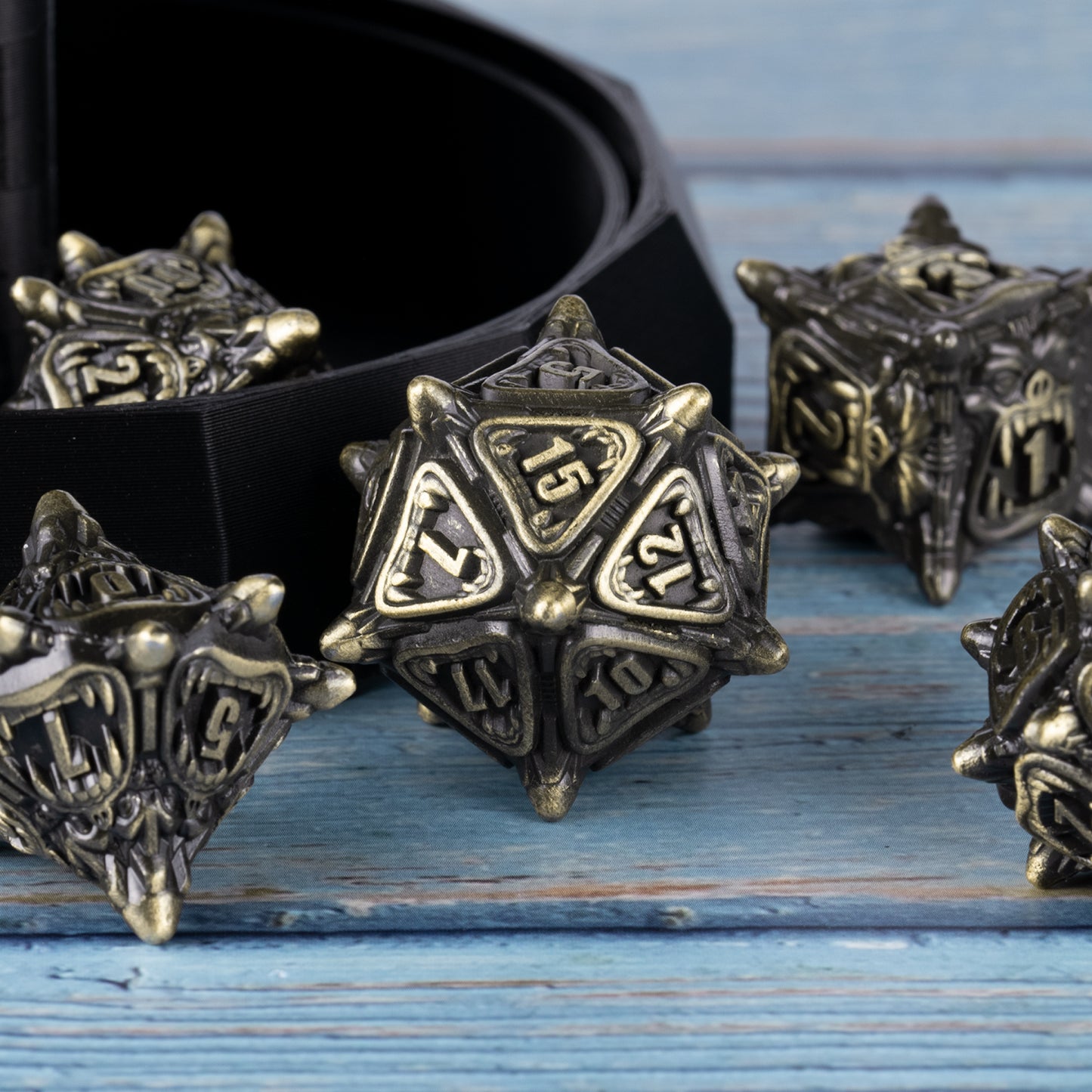 DND rpg dice Warcraft Series Polyhedral Dice Set (7 pieces)(Ancient bronze)