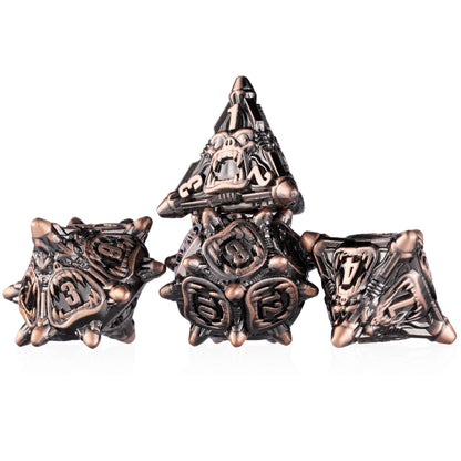 DND Metal Dice Warcraft Series Polyhedral Dice Set (7 pieces)(Ancient Red Copper)