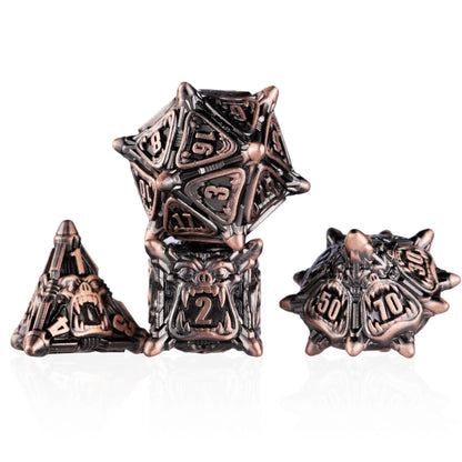 DND Metal Dice Warcraft Series Polyhedral Dice Set (7 pieces)(Ancient Red Copper)