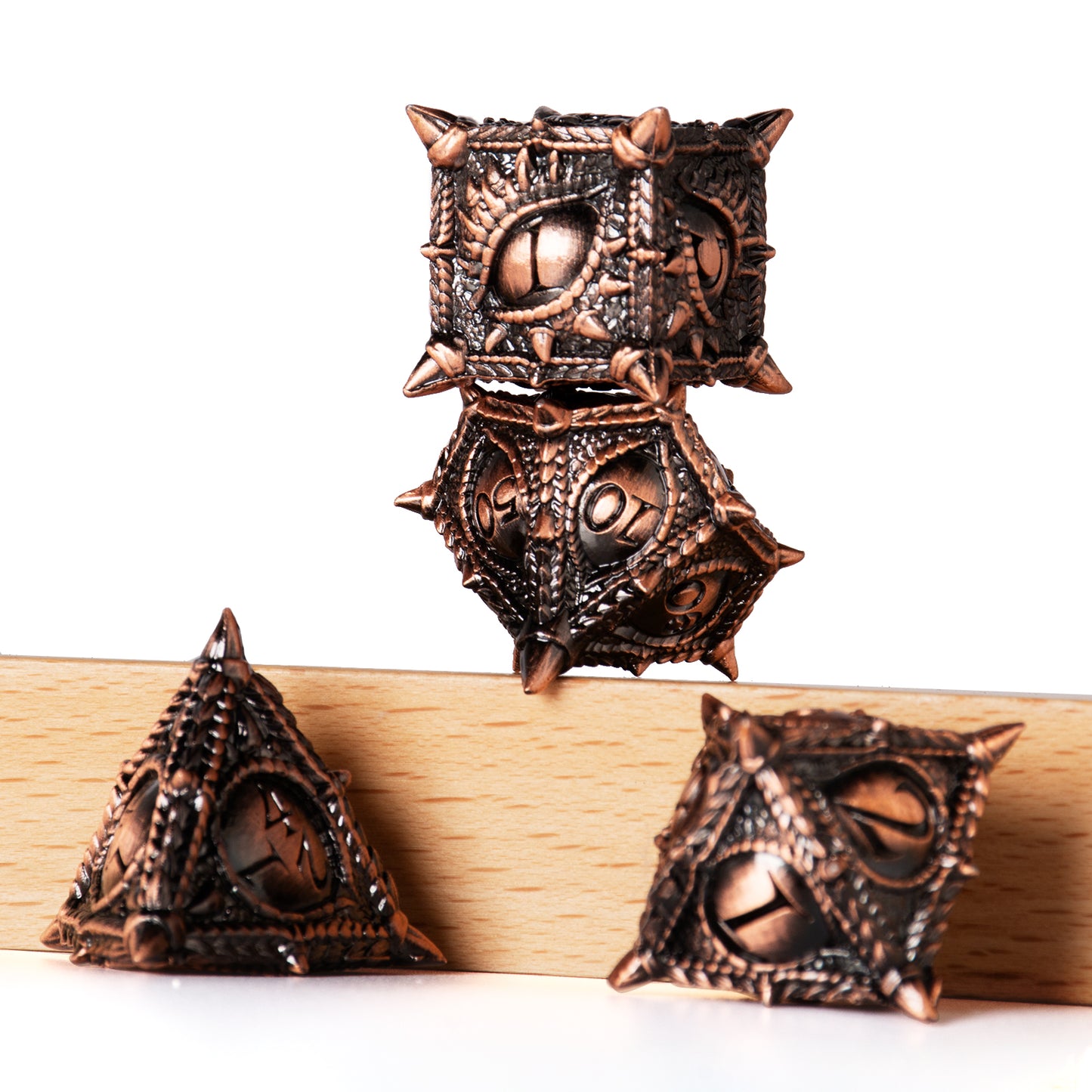 Polyhedral Dragon's Eye dice set for D&D RPG game DND metal dice set (Ancient Red Copper )