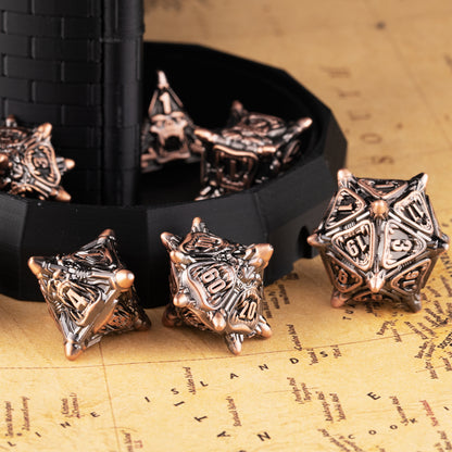 DND Metal Dice Warcraft Series Polyhedral Dice Set (7 pieces)(Ancient Red Copper)